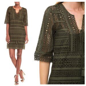 FIGUE eyelet Marlin dress NWT sz XS Olive green